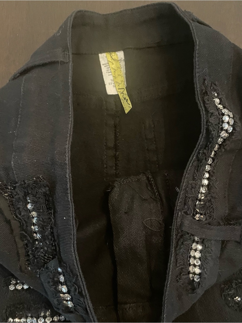 Black Rhinestone Distressed Mini Skirt - Picture 8 of 12